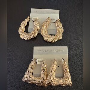 Vintage 80’s New Old Stock Hoop Earrings set w/14k GF Pincatch JB9 1